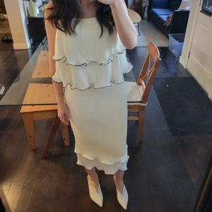 Claude Nue Pleated Cream Top and Farron Skirt Set